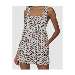 We Wore What Romper Sz Minimum Linen Blend Short Overalls Animal Print #HHH4-1